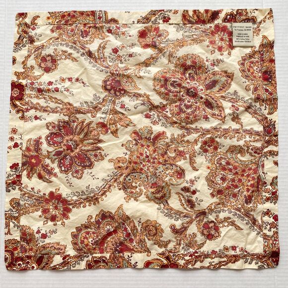 Pottery Barn Napkins Table Kitchen Dining Decor Floral Paisley Square Set of 2 - Picture 6 of 10